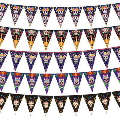 Party Pennant Wave Pull Flag Birthday Party Supplies Atmosphere Decoration Gold Silver Pink And Blue Pennant Banner