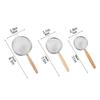 304 Stainless Steel Mesh Filter Spoon with Wooden Handle Flour Filter Spoon Household Kitchen Fried Food Filter Oil Skims