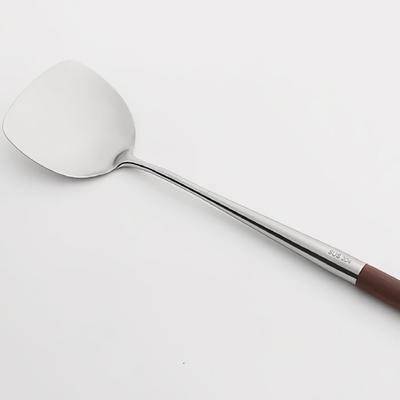 Espátula para Saltear com Cabo Longo Cabo de Madeira Turner de Aço Inoxidável