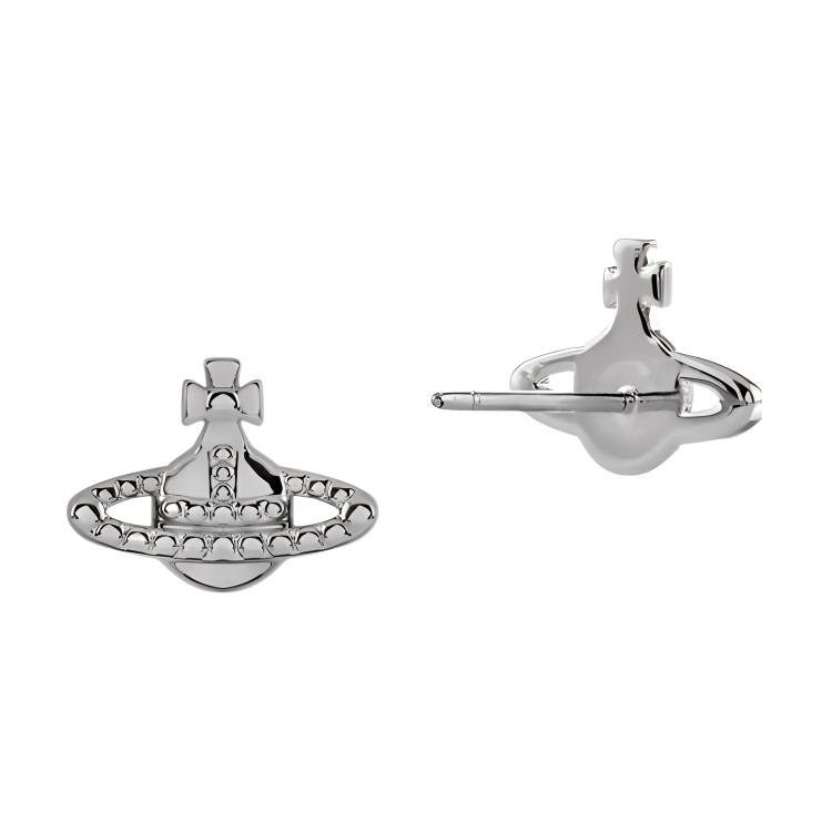 VIVIENNE WESTWOOD Farah Earrings Saturn Brass Studs Silver Women Earrings 6201001502P019P019