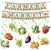 Farmers Market Party Decorations - 12PCS Farmers Market Decor for Party Banners Hanging Swirls Farm Garden Birthday Decor Fruit Vegetable Themed