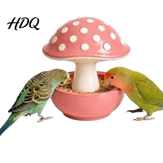Sugar Glider Feeder Mushroom Bird Feeding Bowl No Mess Pet Cage Feeder Covered Bowl with Cover Food or Water for Small Animals Budgie Cockatiel