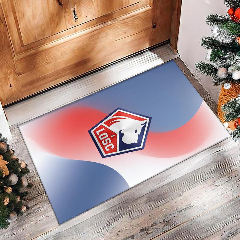 LOSC Lille FC Soccer Football Pattern Soft Area Rug Non Slip Indoor Floor Carpet Sports Decor Mat for Bedroom
