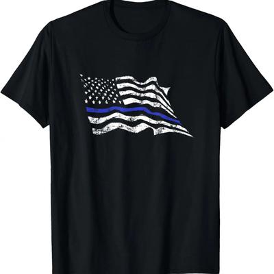 Thin Blue Line Flag Back The Blue Patriotic Police T-Shirt