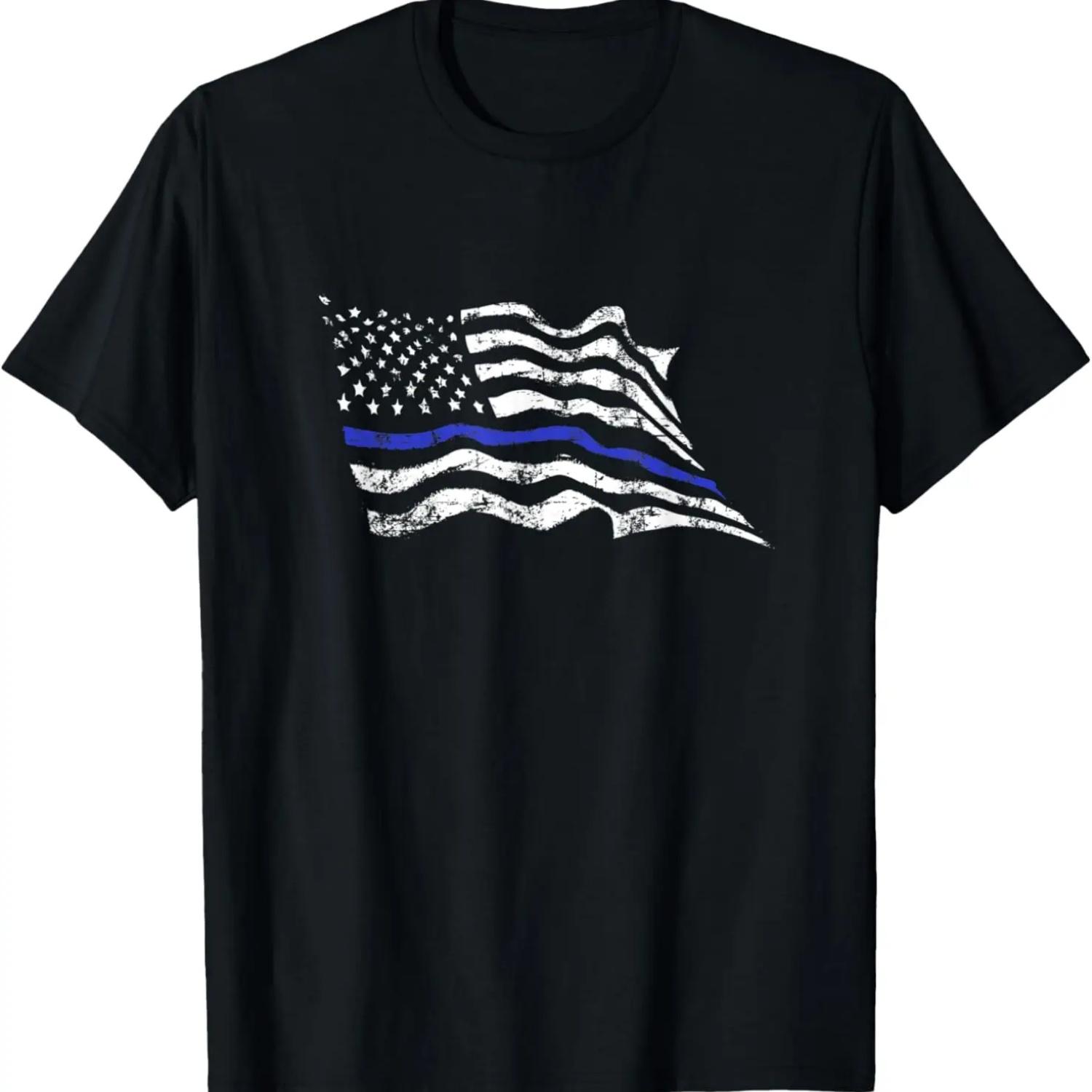 

Патриотическая футболка с синей полосой Back The Blue для сотрудников полиции S чёрный