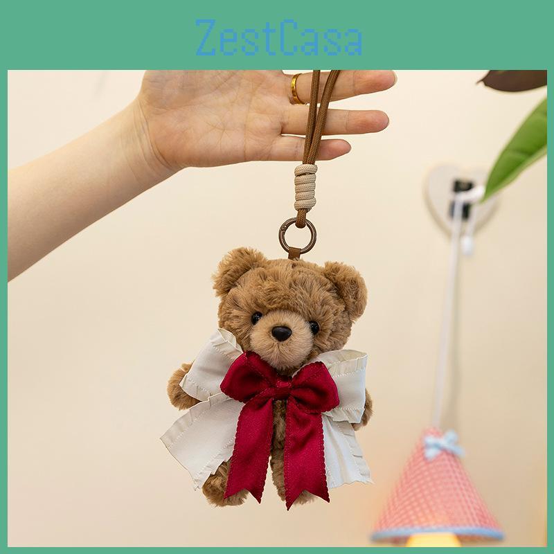 Teddy Cute Couple Bear Keychain Adorable Plush Bear With Bow Decoration Tie
