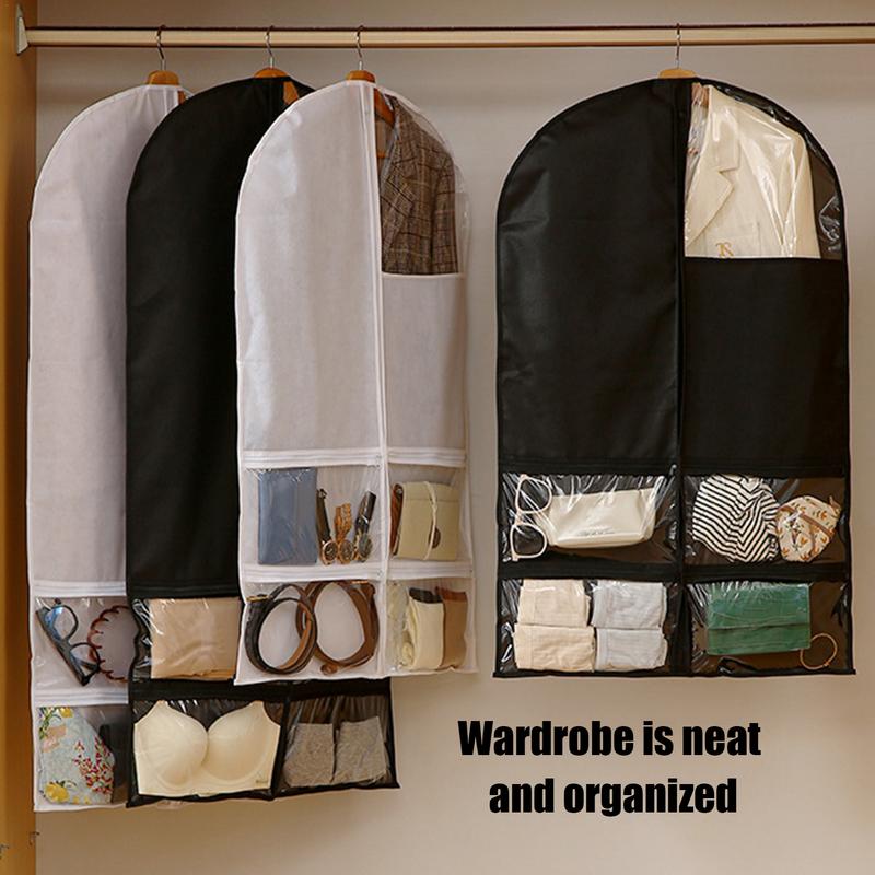 Suit Bags For Closet Storage Large Capacity Clothes Dust Cover With Clear Window Multifunctional 4 Grids Coat Protector Wardrobe