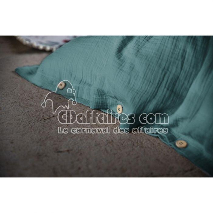 Housse de couette - Gaia - Double Gaze Coton - 260x240 cm - Vert - Naturelle
