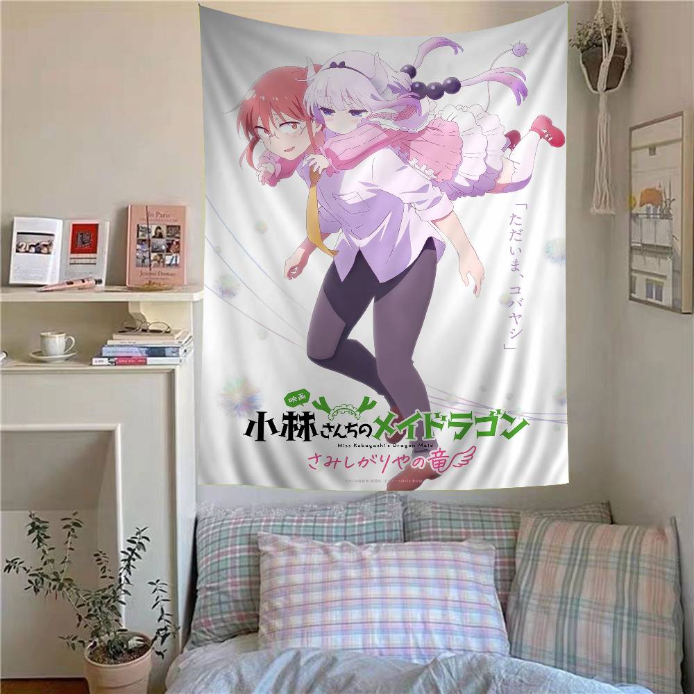 Miss Kobayashi Dragon Maid Classic Anime Printed Large Wall Tapestry Hanging Tarot Hippie Wall Rugs Dorm Home Decor