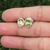 Solid 925 Sterling Silver Peridot Oval Gemstone Stud Earring Gift For Her Minimalist Earrings