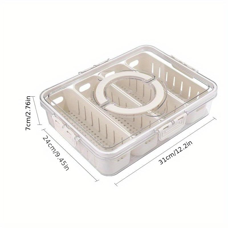 

Portable Multi-Compartment Snack Tray with Lid and Handle, Food-Safe Serving Platter for Fruits, Vegetables, Candy белый