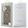 Guess IML Metal Glitter 4G Circle Triangle MagSafe case for iPhone 16 brown