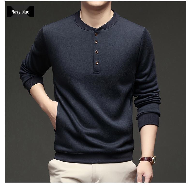 Men's Winter Fleece-Lined Long-Sleeve Casual Sweatshirt