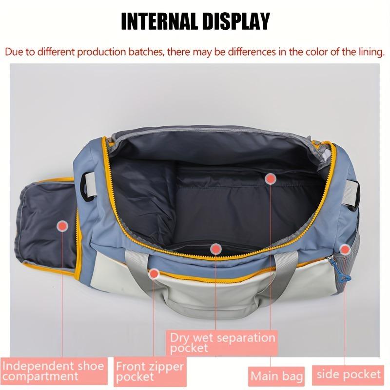 Large Capacity Nylon Travel Duffel Bag with Shoe Compartment & Wet/Dry Separation, Multi-Functional Sports Duffel for Men & Women