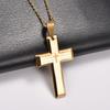 Stainless Steel Chunky Punk Printing Cross Pendant Necklace for Women Men Religious Prayer Faith Charms Chain Metal Jewelry Gift