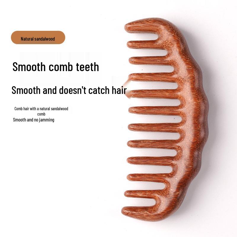 Gold Sandalwood Wide Tooth Comb: Classical Half Moon Design for Scalp Massage and Bangs