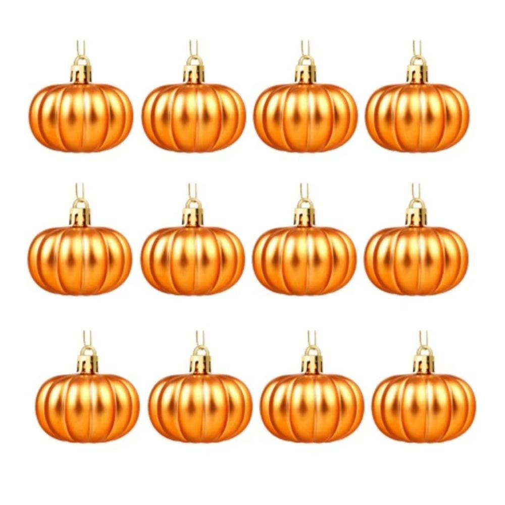 12 Pcs Plastic Pumpkin Hanging Ornaments Matte Pumpkins Pendants Thanksgiving Decorations  Christmas