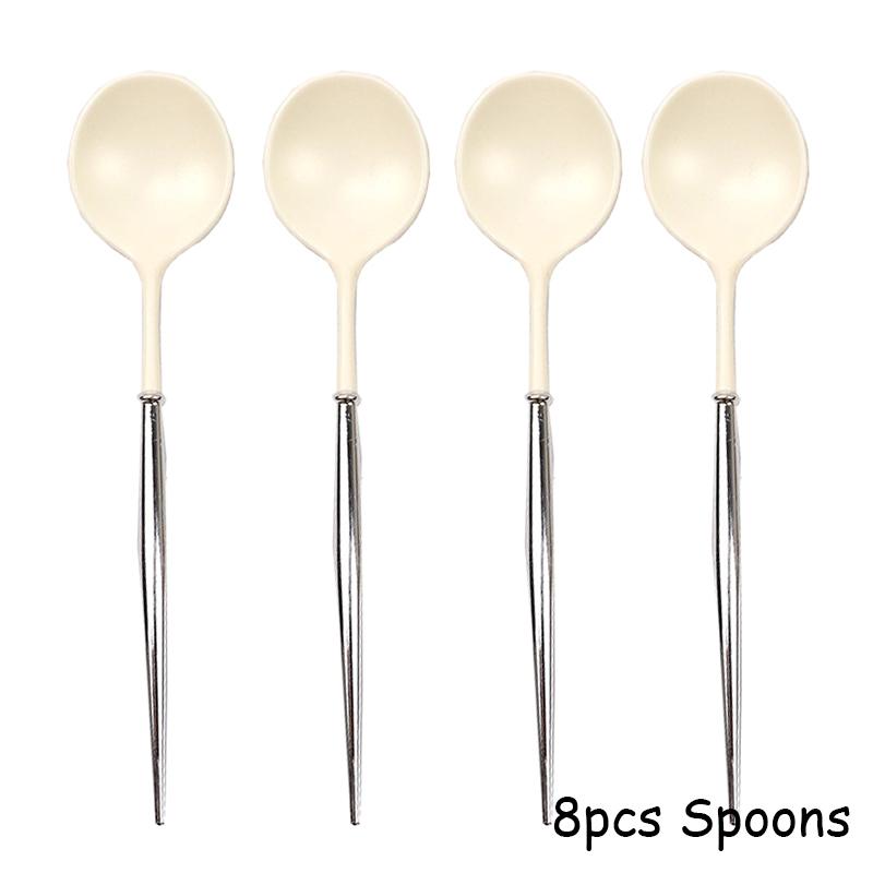 

20 см набор одноразовых столовых приборов из розового золота и золота - тяжелые пластиковые столовые приборы для вечеринки, дня рождения, свадьбы, 8 вилок, 8 ложек, 8 ножей