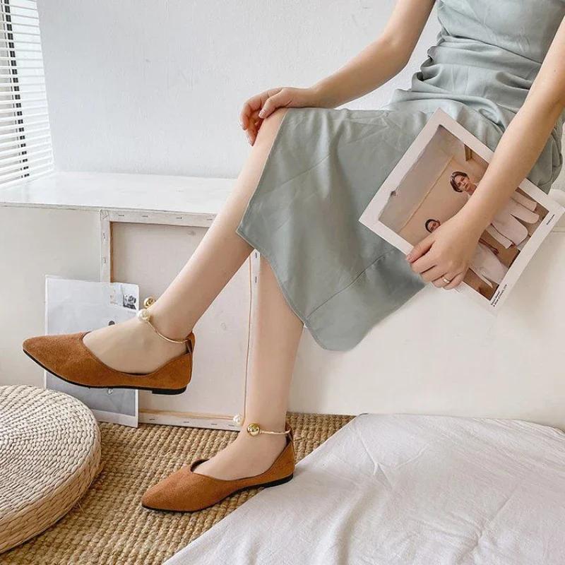 Woman Flats Solid Color Large Size Pointed Toe Elegant Party On Promotion 2025 Summer Spring Stylish Shoe Y2k 39 Shoes for Women