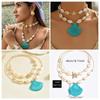Sommer Muschel Seestern Schneckenanhänger Halskette für Damen Transparente Kristallperlenkette Urlaubsstil Schmuck Accessoire