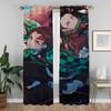 Elegant Room Curtains 2 Pieces Demon Slayer Living Room Curtain Home Interior Curtains for Camera Shades Tulle for Bedroom Child