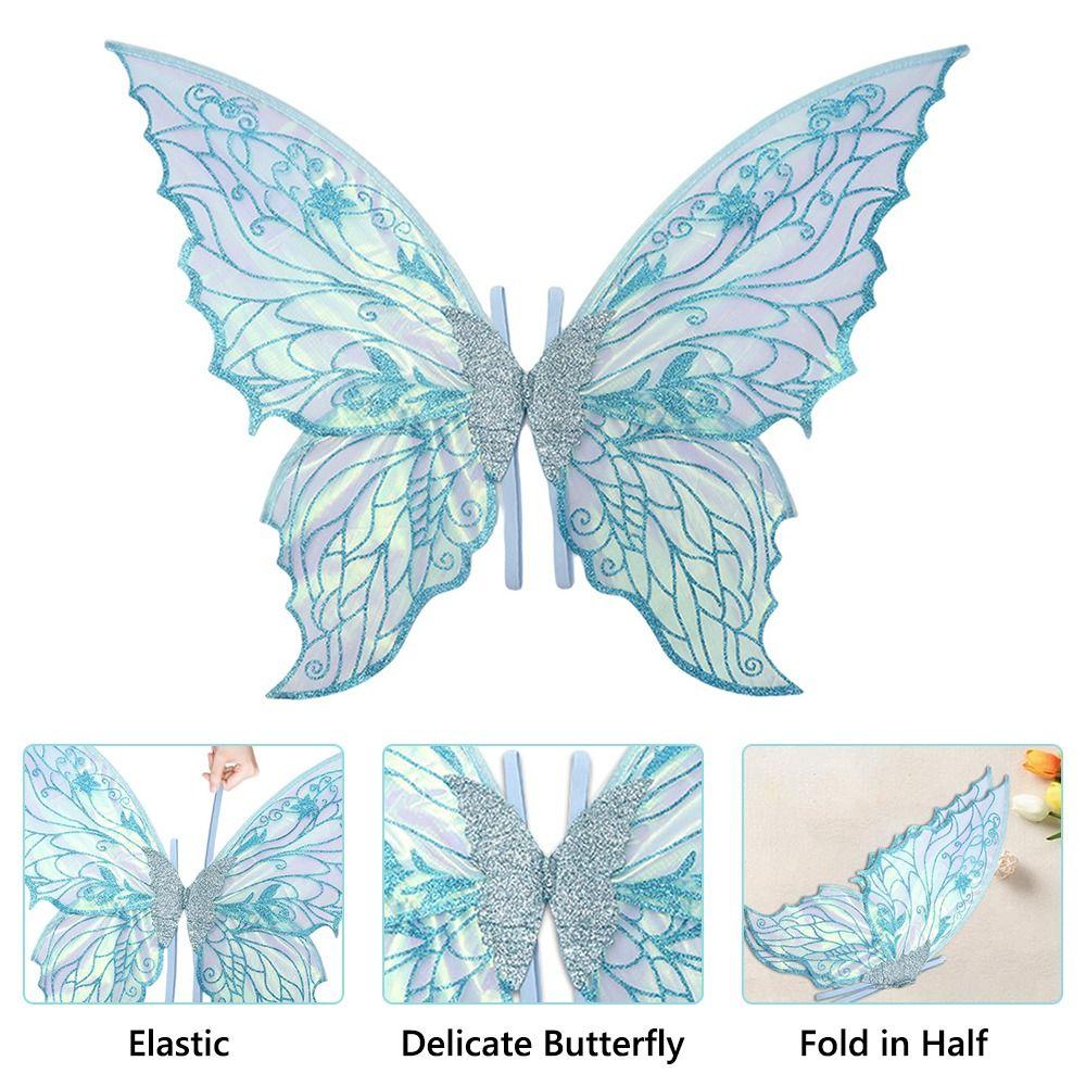 Gift Adults & Girls Fairy Wings Sparkling Organza Fairy Costume Set Wings for Halloween, Cosplay, Party