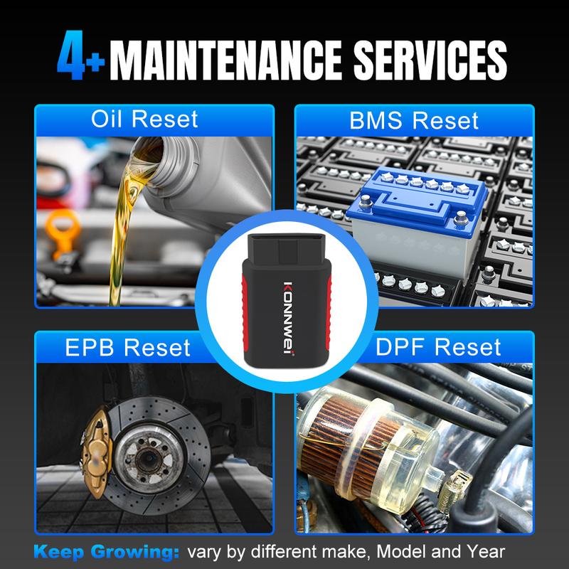 KONNWEI Car OBD2 Full System Scanner Bluetooth Connection App Scan Faults View EPB/DPF Reset Functions Car OBD2 Diagnosis Tool