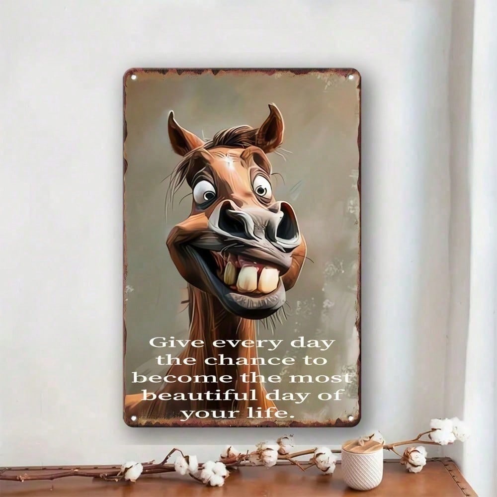 

THE ART OF LIVING Vintage Tin Sign, 8x12 Inch Rustic Wall Decor, Retro Funny Horse Metal Sign for Farmhouse, Cafe, Bar & Man Cav різнокольоровий