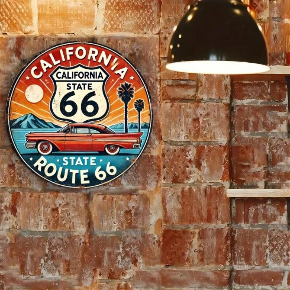 Vintage Route 66 California Metal Tin Sign Wall Art Home Bar Garage Decor