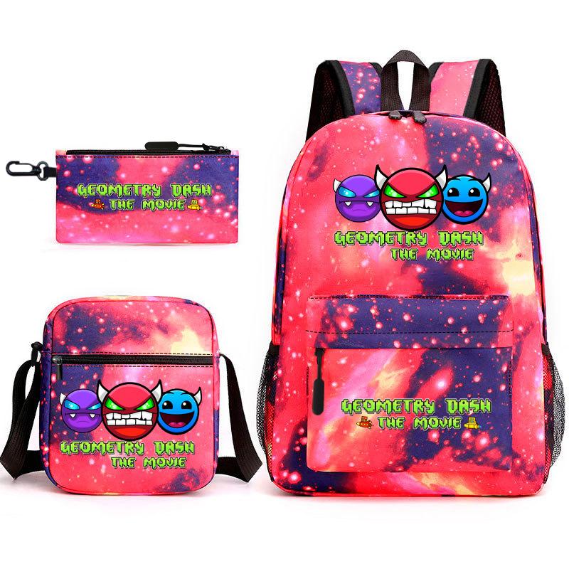 Geometry Sprint Game Backpack Geometry Dash Heat Transfer Backpack Elementary School Bag Leisure Bag