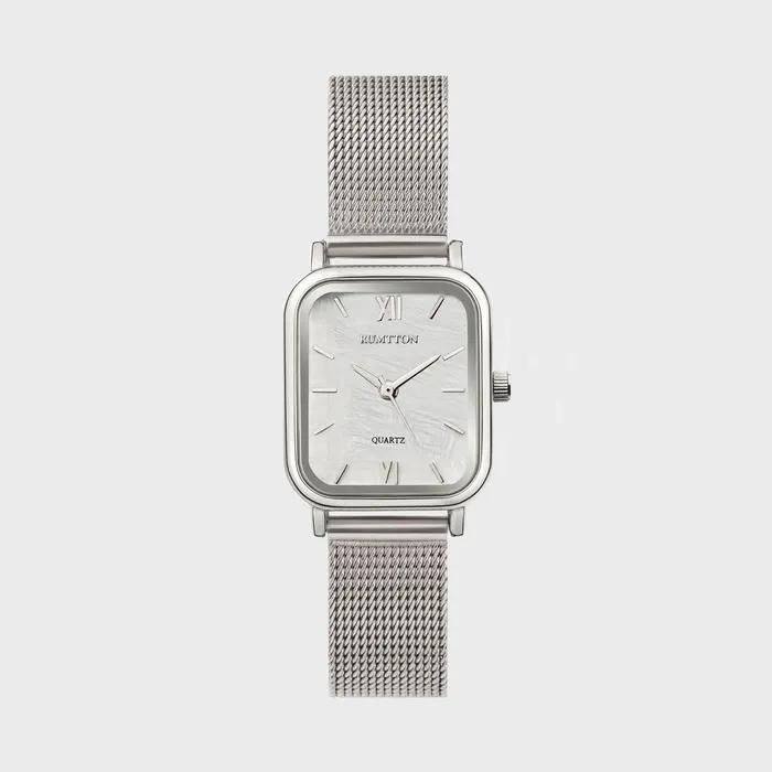 Rumton White Mother-of-Pearl Mesh Watch Harbor Silver
