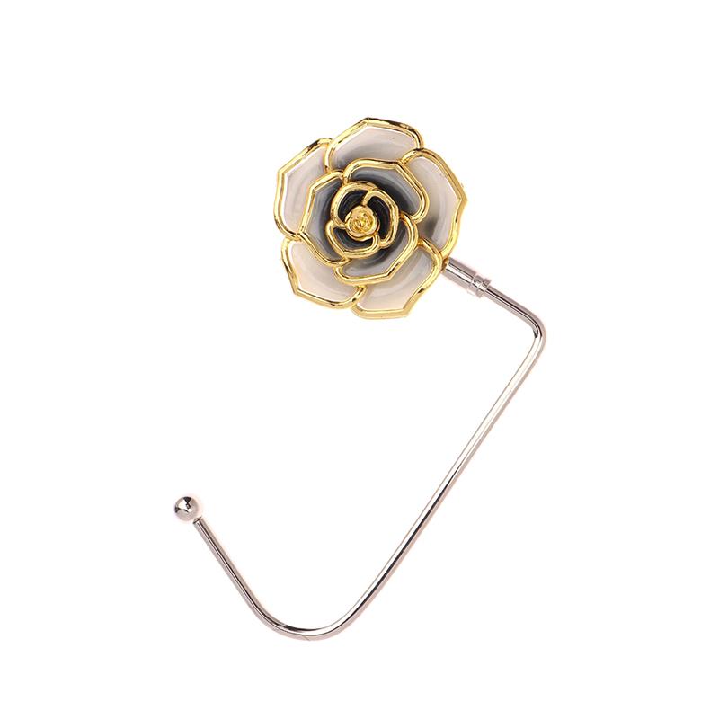 

Elegant Gradient Rose Bag Purse Hook Portable Handbag Hanger Fashion Foldable Table Hook Organizer Desk Side Hooks