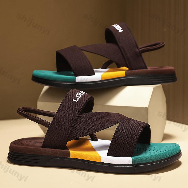Fashion Men Sandals Solid Color Open Toe Breathable Slippers Comfortable Non-slip Durable Casual Shoes Fashion Outdoor Beach Shoes 2025