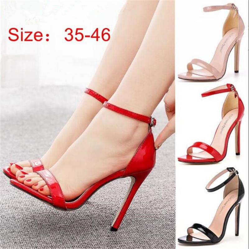 Tacchi Alti Sexy Donna Décolleté Pelle Verniciata Tacco a Spillo 11CM Scarpe da Festa Tacchi Donna Sandali Donna Estivi Open Toe 35-46