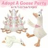 6-24 Pcs 15.7 Inch Goose Stuffed Animal with Hat Bib One Silly Goose Birthday Gift for Kids Baby Shower Goose Plush Party Decor