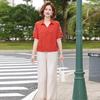 Datang Furen Elegant Embroidered V-Neck Short-Sleeve Summer Blouse
