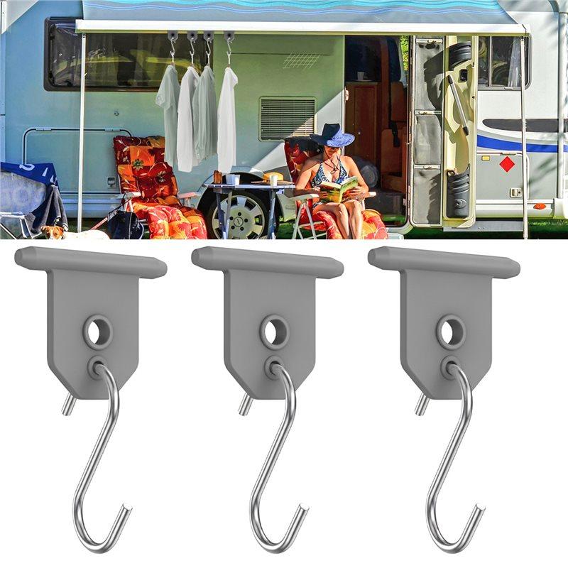 HHO-10Pcs For RV Camping Outdoor Camper Hanging Accessories Sturdy Metal Awning Hooks Party Light Hangers Hat Racks