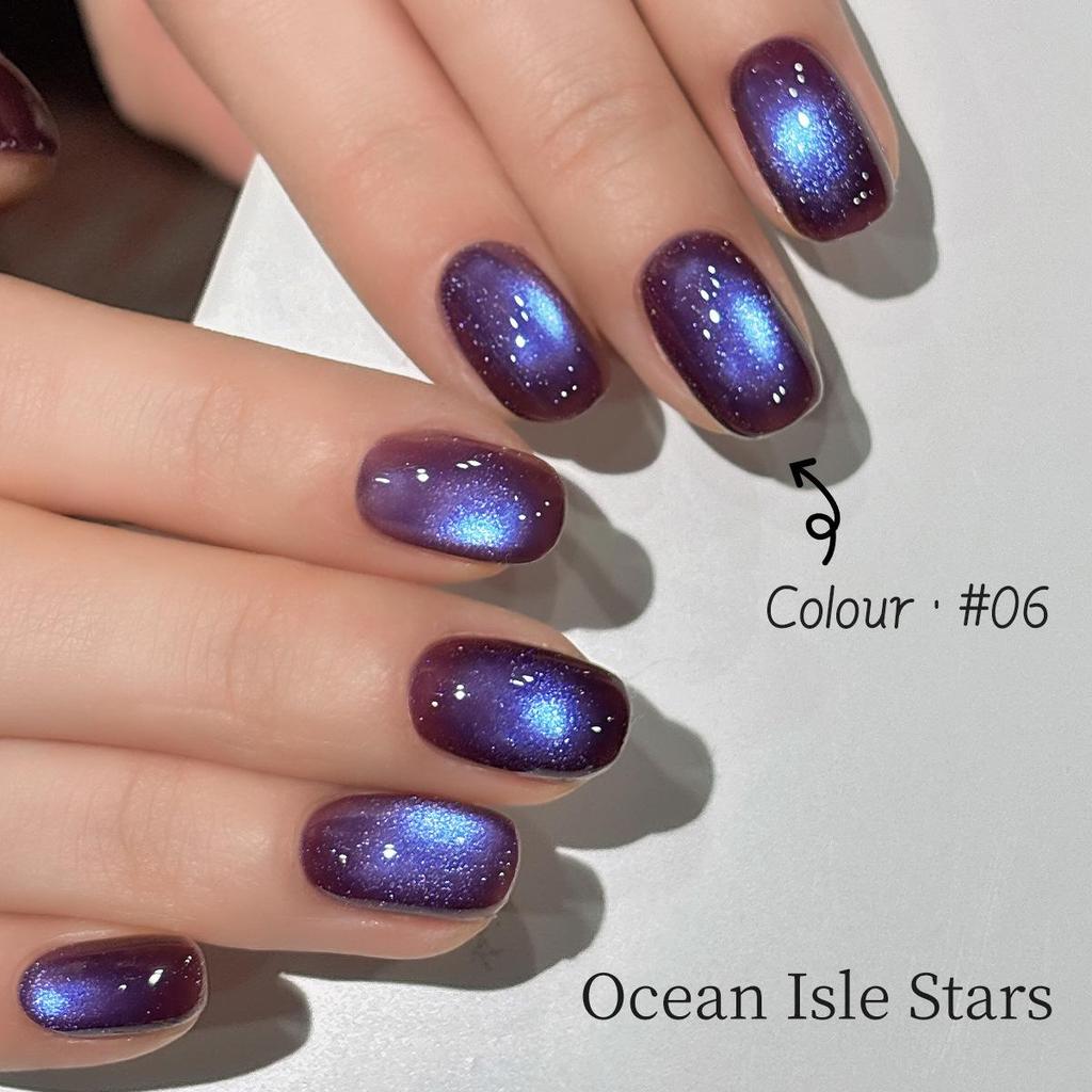 Galaxy Starlight Ice Blue & Purple Cat Eye Sea Glass Crystal Manicure Gel 2025