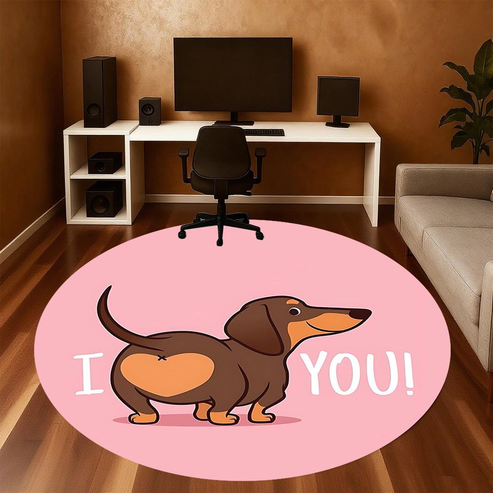 1pc I Love You Round Chair Mat Area Rug - Non-Slip, Floor Mat for Office, Bedroom, and Indoor Decor C1125116