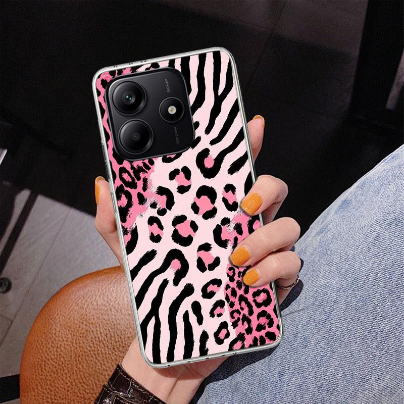 Pink Leopard Print Phone Case For Xiaomi Redmi Note 15 14 13 12S 12 11 Pro Plus 14S 11S 11E 10 10S 11T 5G Personalized Cover Red