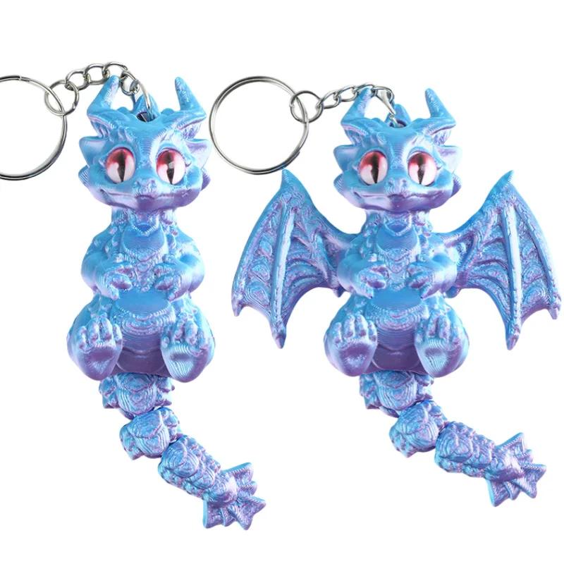 3D Printed Dragon Keychains Articulated Dragons Dragon Fidget Dragons Keychain Ornaments Simulation Model Figurines Statue Gifts
