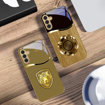Metall-Retro-Muster Für Samsung Galaxy S20 FE S21 S22 S23 Plus S24 Ultra 25Ultra S21+ S9+ 22Plus S22Plus Goldene Glas-Handyhülle