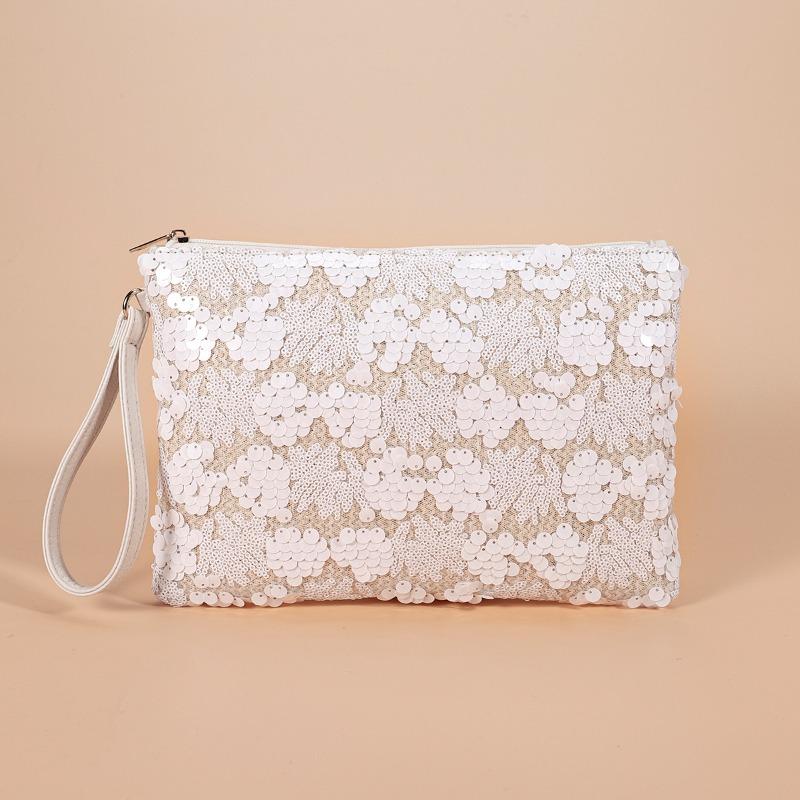 New Embroidery Sequin Clutch Bag Women Vintage Straw Woven Envelope Bag Niche Fashion Handheld Purse for Casual Daily Wear Shopping and Party Events