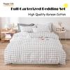4 in 1 Full Garterize Bedding Set Fitted Bed Sheet Comforter Cover Pillowcase Single Double Queen HomeDecor