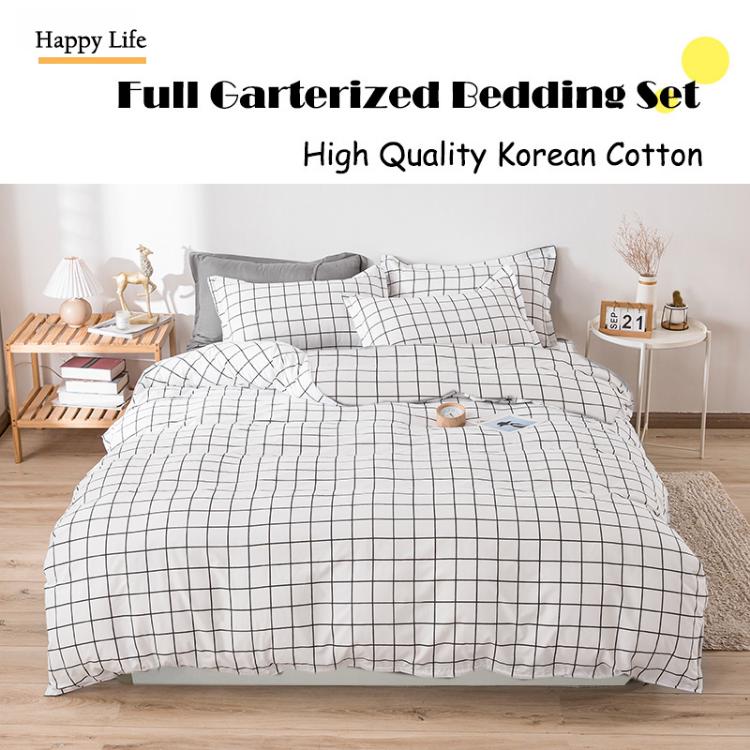 4 in 1 Full Garterize Bedding Set Fitted Bed Sheet Comforter Cover Pillowcase Single Double Queen HomeDecor