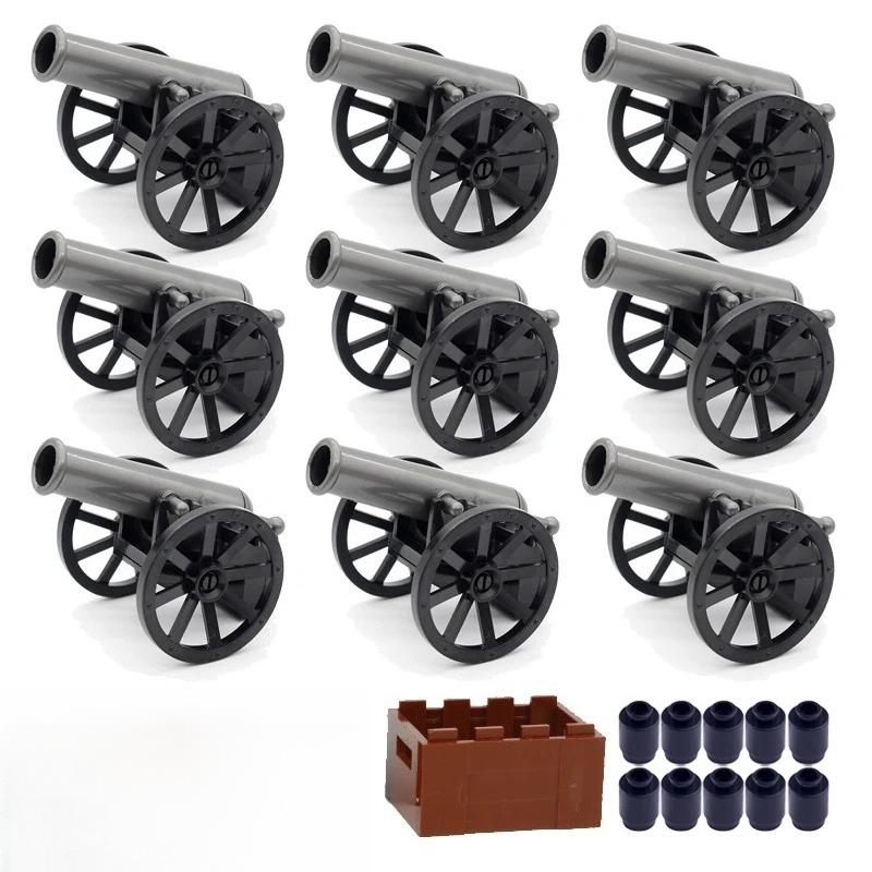 MOC Building Blocks Military Navy Figures Accessories Medieval Cannon Ammunition Wilderness Scene Tent Bonfire Brick Toy Gifts