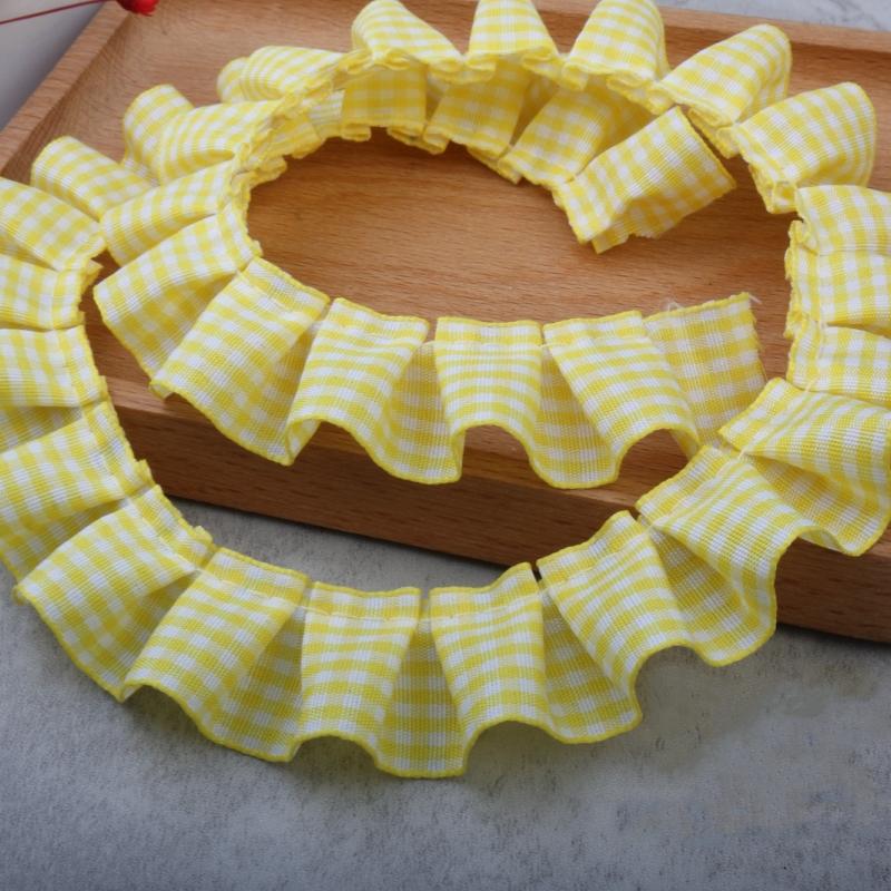 2.5cm Wide Colorful Ribbon Pleated Check Lace Handmade Crafts Doll Dress Quiet Book Bundle Creative Felt Panel Trim Material