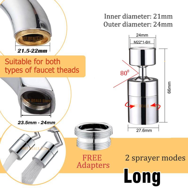 Dual Function Anti-splash Bubbler Kitchen Faucet Aerator 360 Degree Swivel Tap Water Diffuser Bathroom Water Filter Nozzle Mixer