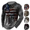 Men's T-shirt Retro American Street Style Long-Sleeved Shirt 3D Printed Sports T-shirt Round-neck Long-Sleeved Tee Harajuku Y2k
