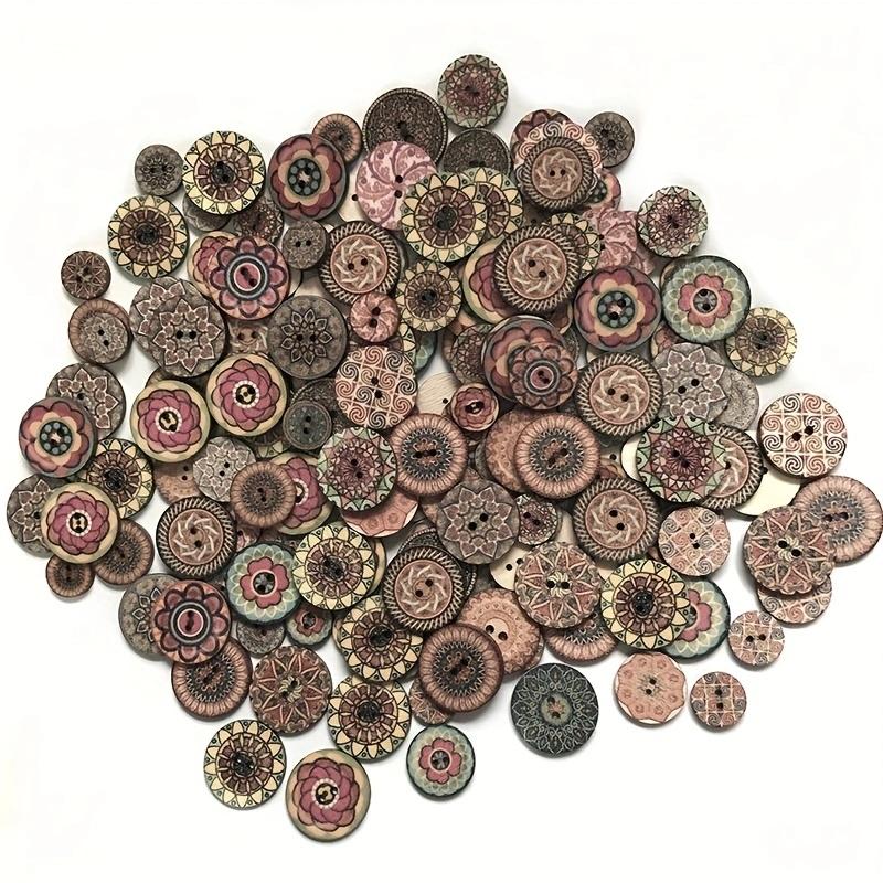 

100PCS/Pack Painted Gear Wood Buttons for Handwork Sewing Scrapbook Clothing Crafts Gift Card Accessories 15mm 100pcs